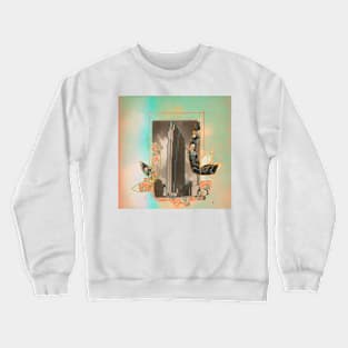 Nostalgic skycraper, vintage collage art Crewneck Sweatshirt